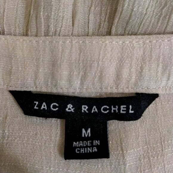 Zach & Rachel Button Front Top Long Roll Tab Sleeve Simi Sheer - Picture 5 of 7